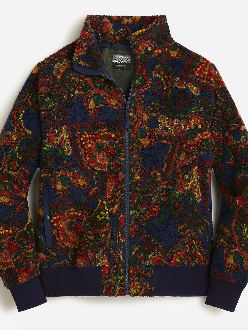 Nordic Sherpa Fleece Zip Jacket in Paisley J Crew